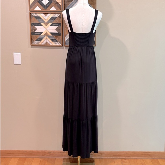 Soma Weekend Black Ruffled Square Neck Maxi Dress size Small - Picture 4 of 7